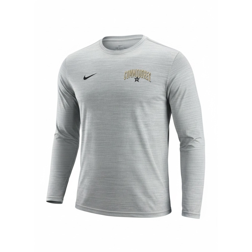 Nike Vanderbilt Commodores Velocity Dri-Fit Long Sleeve Shirt Gray Lrg Athletic